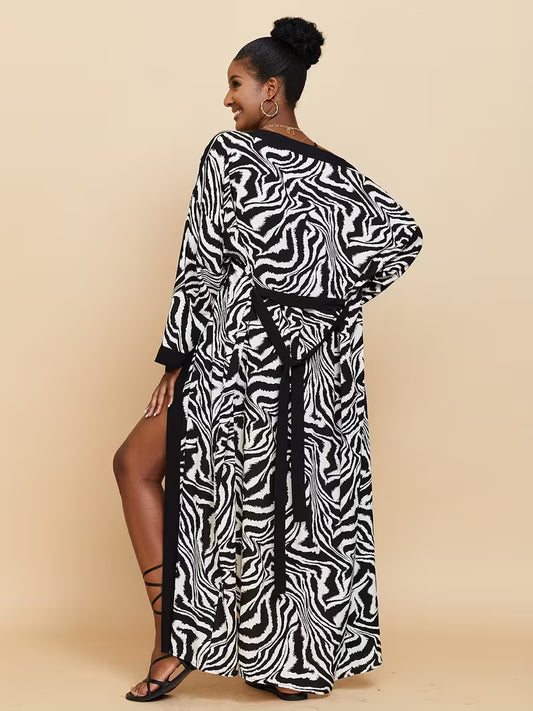 Uformell Kimono Med Trykk Åpen Cardigan Lang