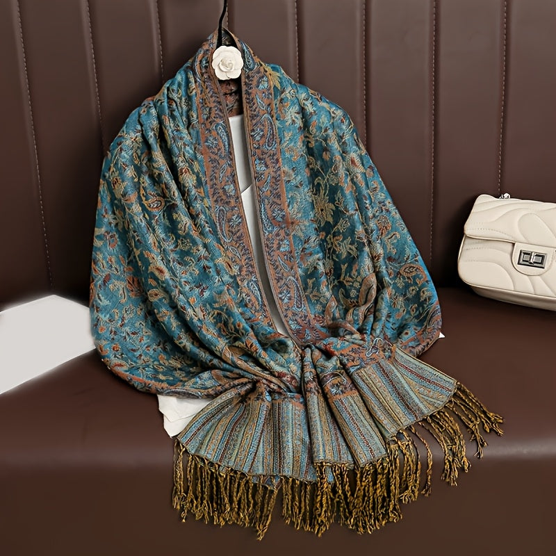 Boho Paisley Sjal Skjerf Med Pashmina Og Frynser
