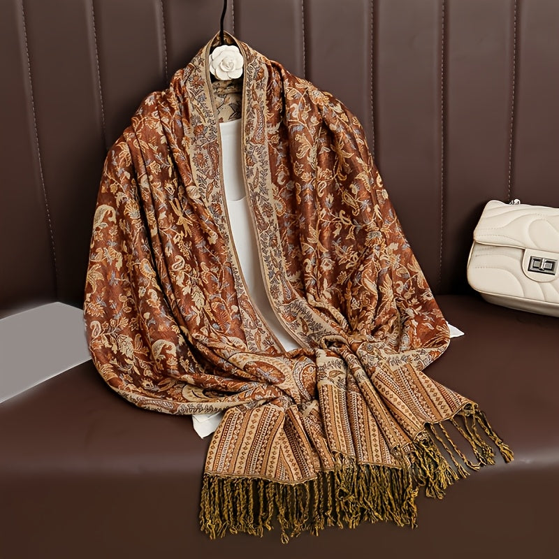 Boho Paisley Sjal Skjerf Med Pashmina Og Frynser