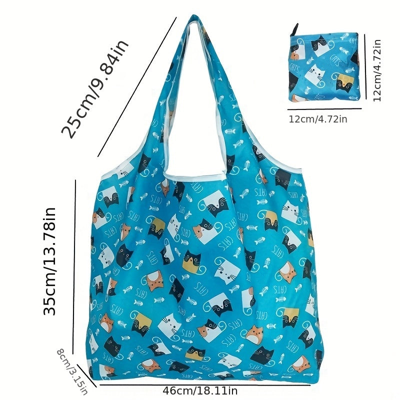 Sammenleggbar Hundetrykk Tote Bag Polyester Skulderveske