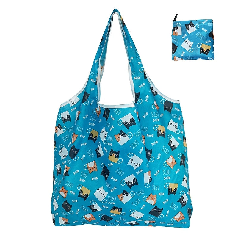 Sammenleggbar Hundetrykk Tote Bag Polyester Skulderveske