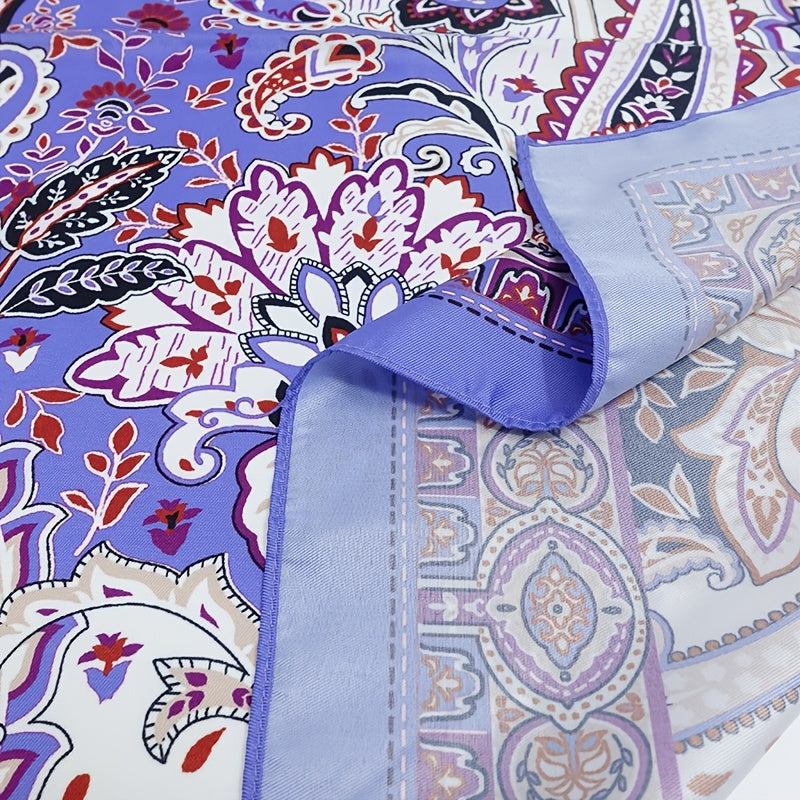 Eksotisk Skjerf Med Paisley- Og Blomstermønster I Myk Sateng