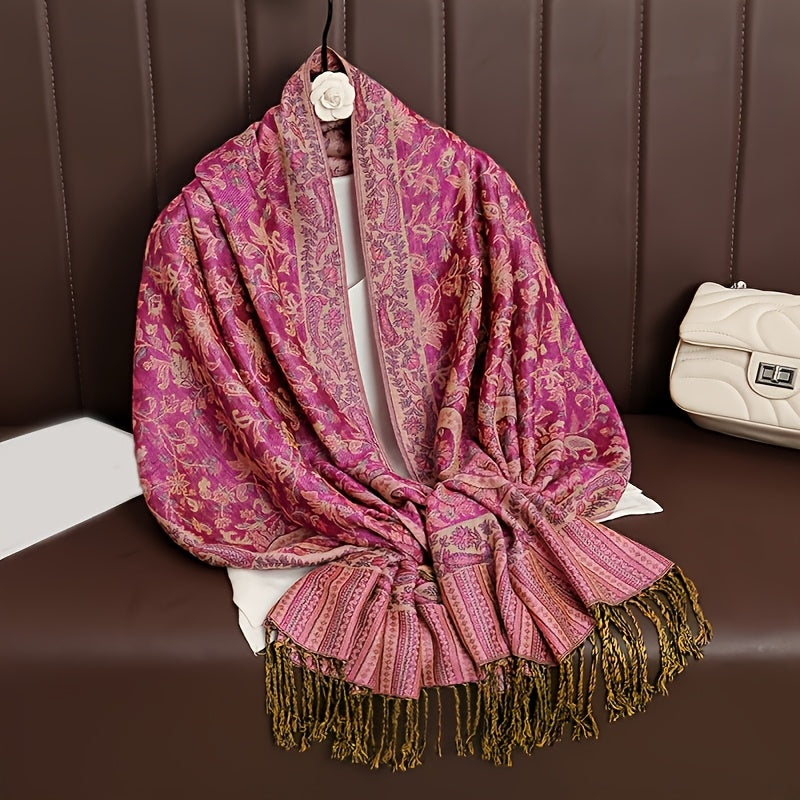 Boho Paisley Sjal Skjerf Med Pashmina Og Frynser