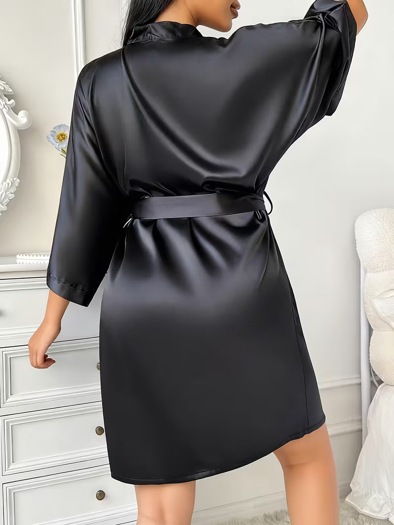 Elegant V-Hals Kimono Myk Badekåpe
