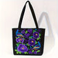 Dames Etnisk Brodert Tote Bag Blomster- Og Fuglemønster