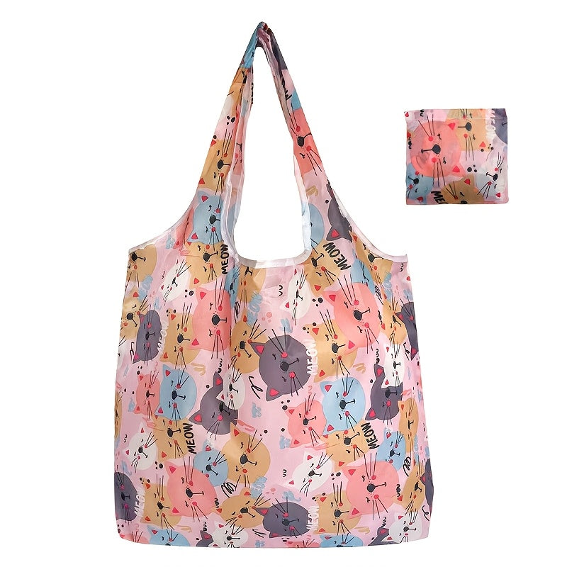 Sammenleggbar Hundetrykk Tote Bag Polyester Skulderveske