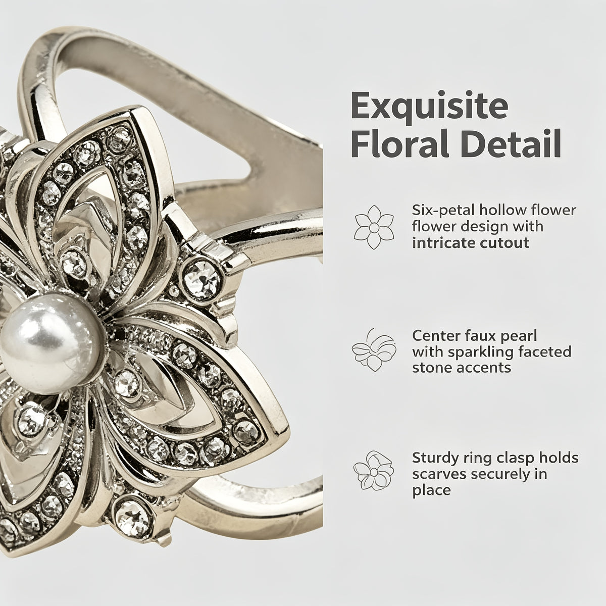 Vintage Blomstret Skjerfring I Metall