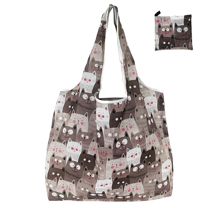 Sammenleggbar Hundetrykk Tote Bag Polyester Skulderveske