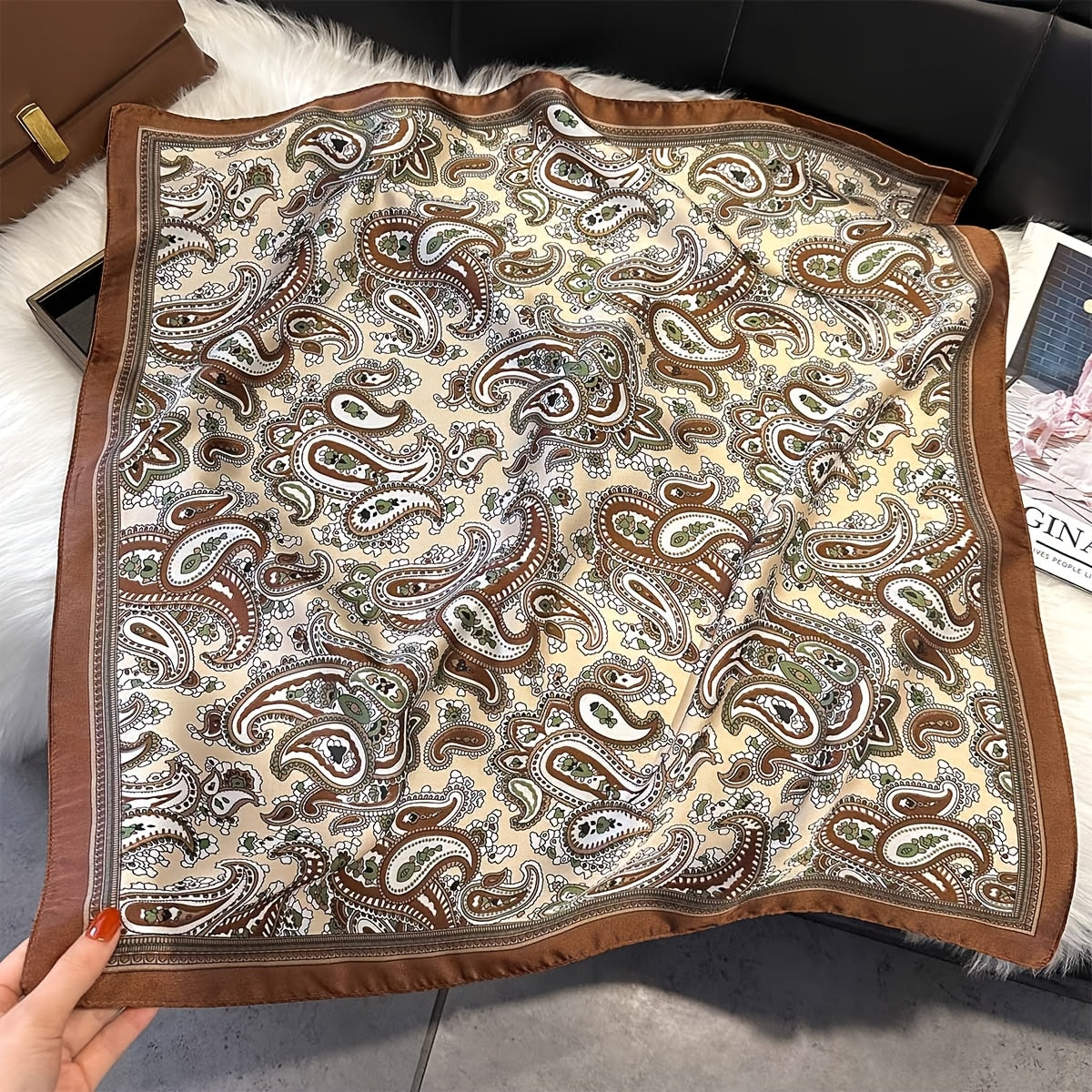 Vintage Paisley Firkantet Skjerf 69 x 142 cm