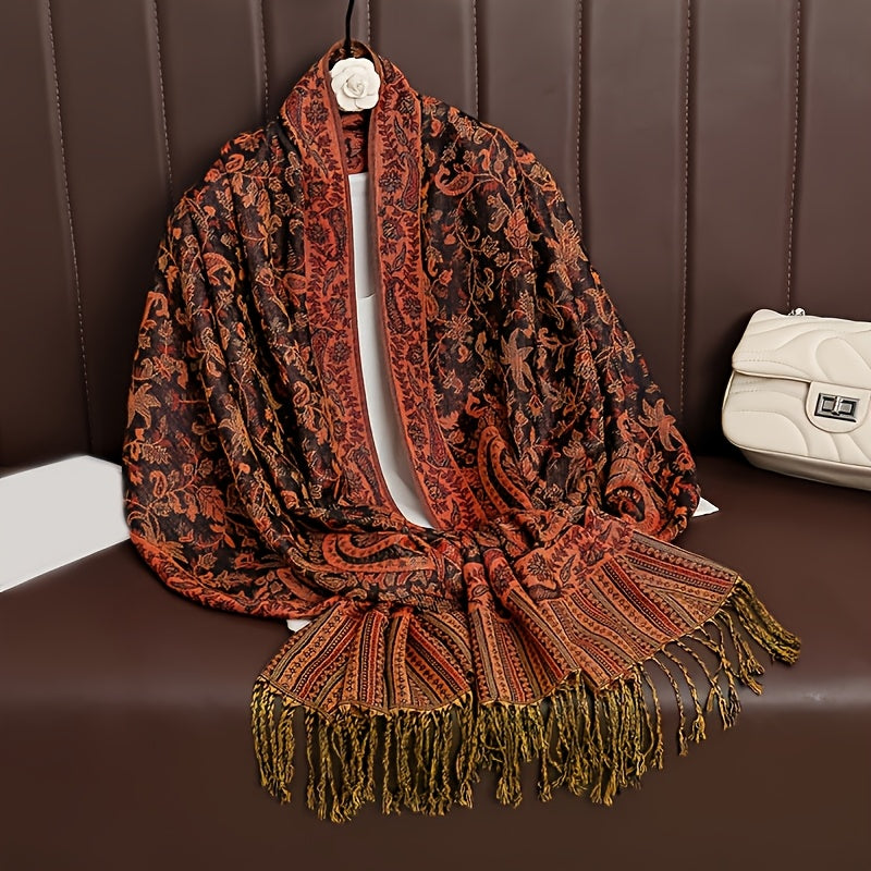 Boho Paisley Sjal Skjerf Med Pashmina