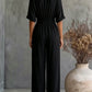 Dame V-Hals Jumpsuit Med Vide Ben Og Høy Midje