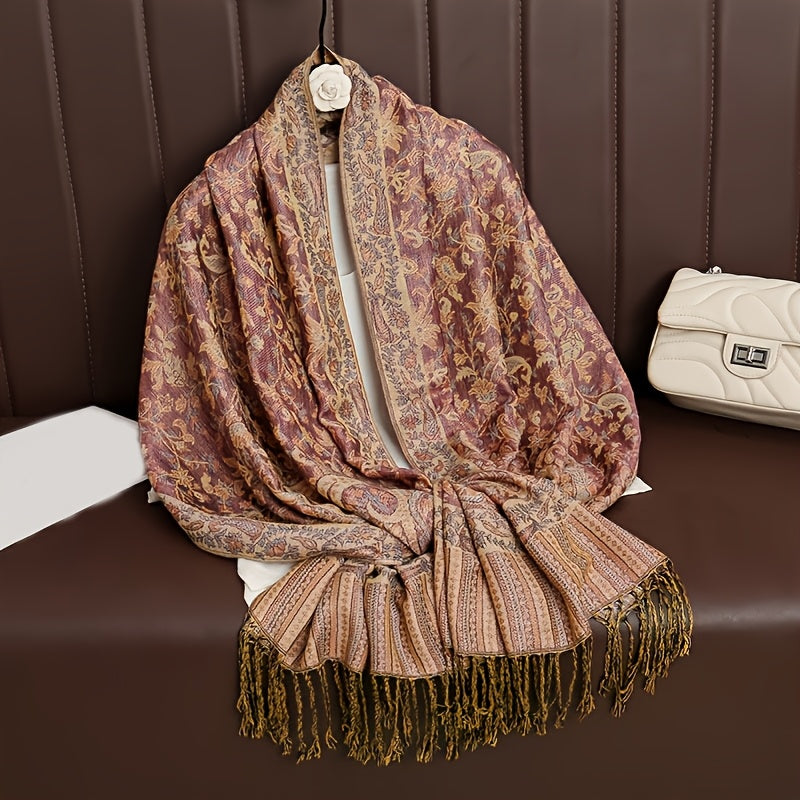 Boho Paisley Sjal Skjerf Med Pashmina