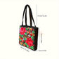 Dames Etnisk Brodert Tote Bag Blomster- Og Fuglemønster