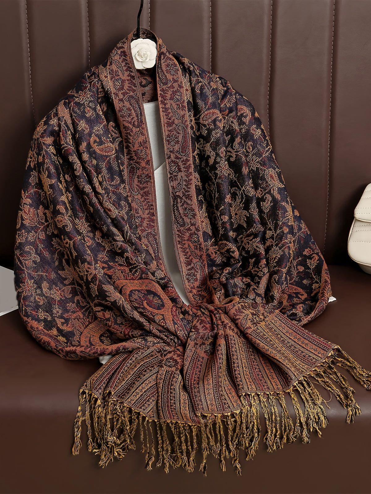 Boho Paisley Sjal Skjerf Med Pashmina