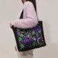 Dames Etnisk Brodert Tote Bag Blomster- Og Fuglemønster