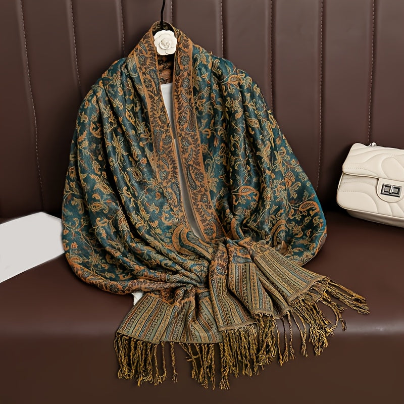 Boho Paisley Sjal Skjerf Med Pashmina