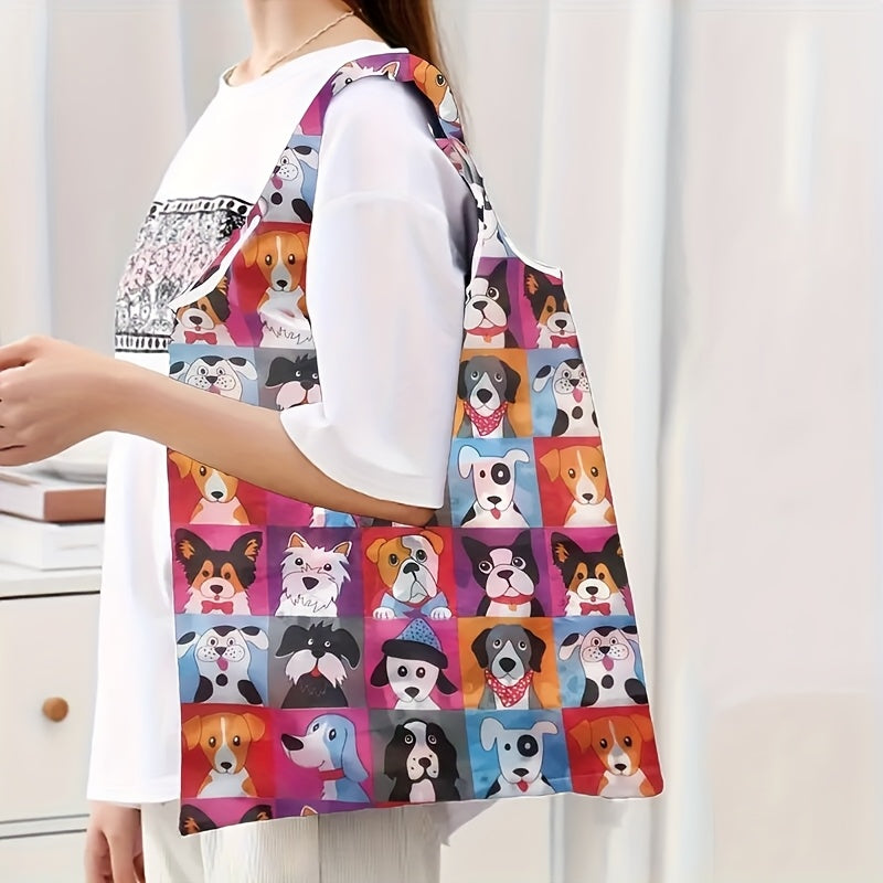 Sammenleggbar Hundetrykk Tote Bag Polyester Skulderveske