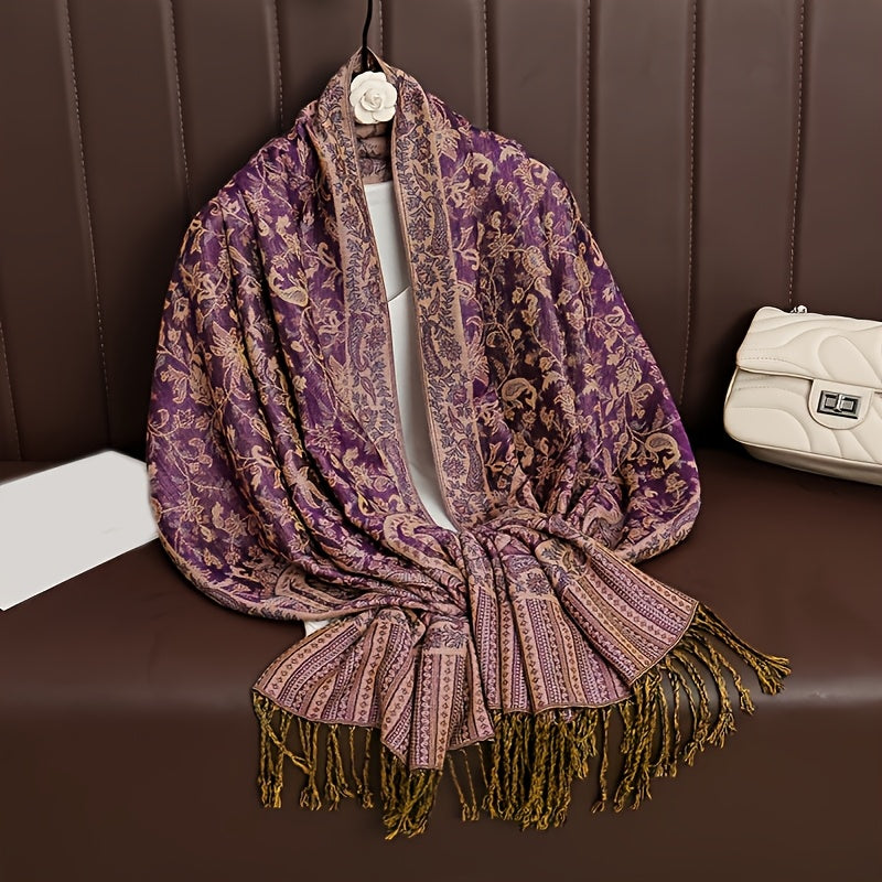 Boho Paisley Sjal Skjerf Med Pashmina