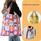 Sammenleggbar Hundetrykk Tote Bag Polyester Skulderveske