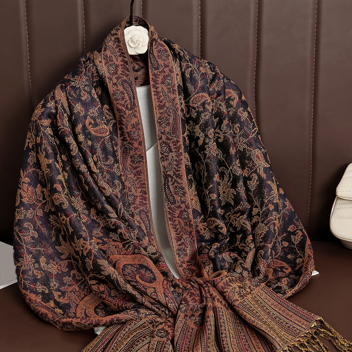 Boho Paisley Sjal Skjerf Med Pashmina