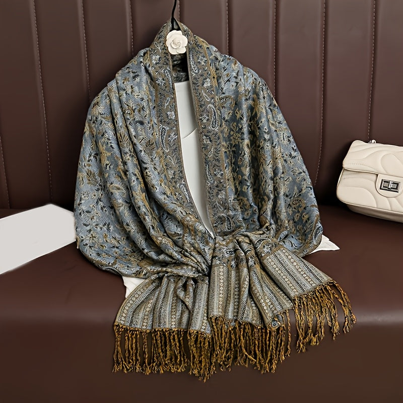 Boho Paisley Sjal Skjerf Med Pashmina