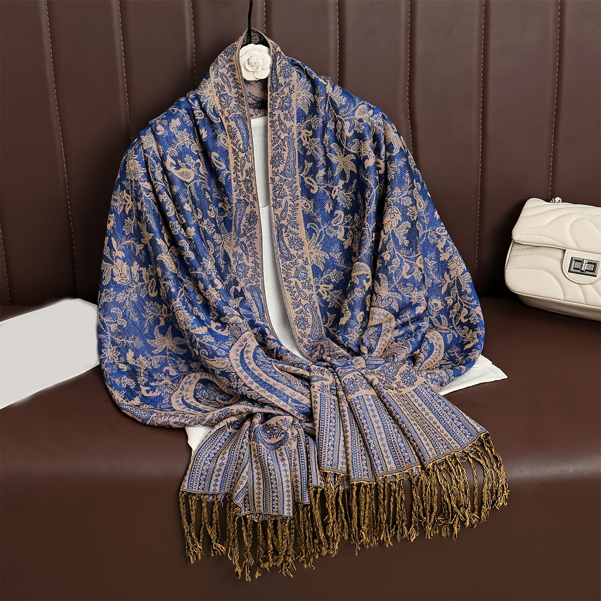 Boho Paisley Sjal Skjerf Med Pashmina Og Frynser