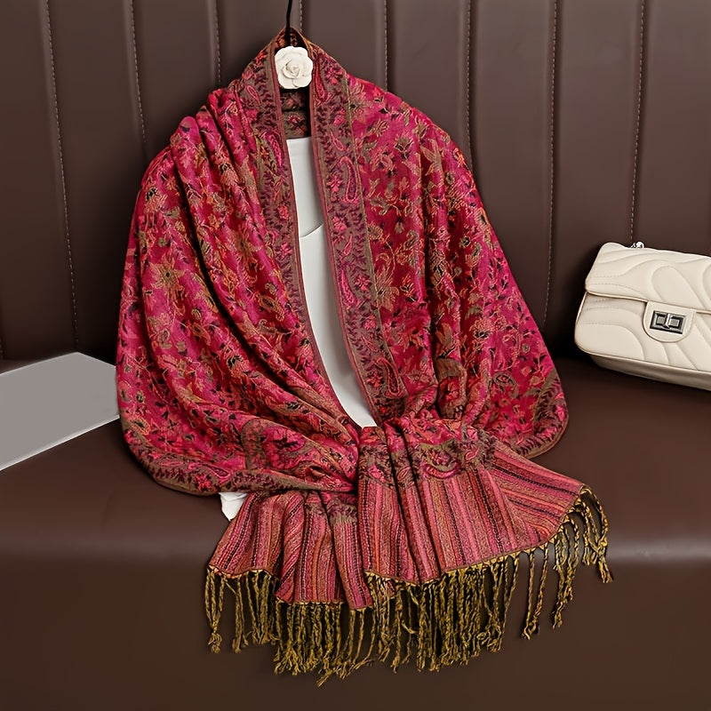 Boho Paisley Sjal Skjerf Med Pashmina Og Frynser